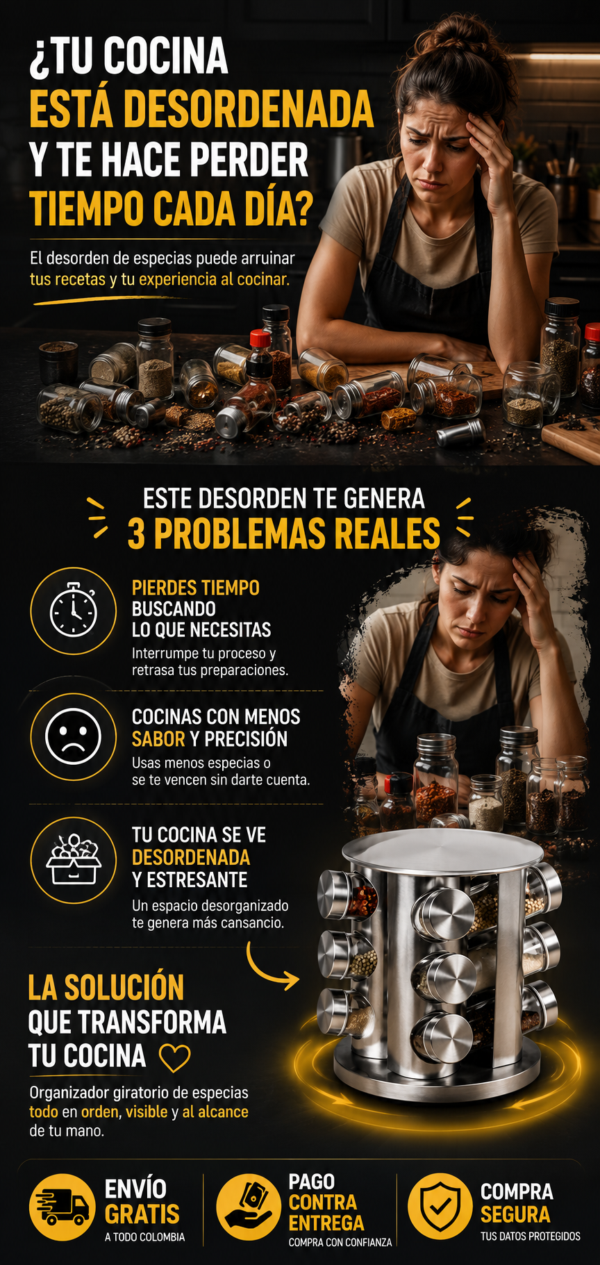 ORGANIZADOR GIRATORIO DE ESPECIAS 12 FRASCOS - SPINZY