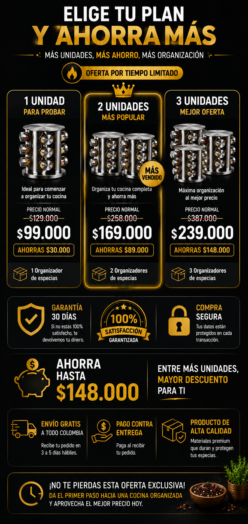 ORGANIZADOR GIRATORIO DE ESPECIAS 12 FRASCOS - SPINZY