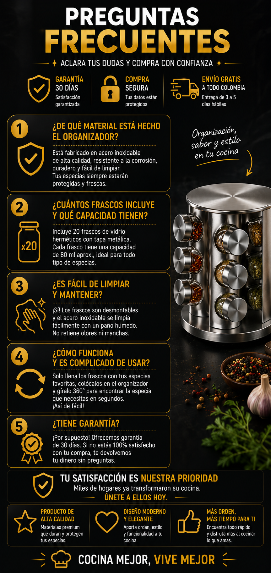 ORGANIZADOR GIRATORIO DE ESPECIAS 12 FRASCOS - SPINZY