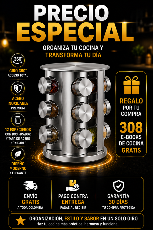 ORGANIZADOR GIRATORIO DE ESPECIAS 12 FRASCOS - SPINZY